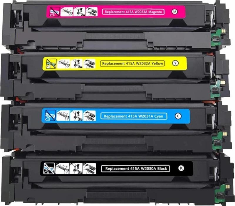 Hp 415A Çipli (W2030A-W2031A-W2032A-W2033A) M454DW Yazıcı 4 Renk Muadil Toner Takım