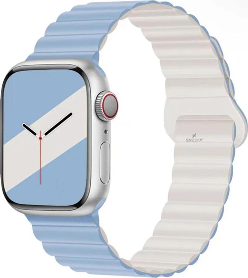 Apple Watch 42Mm 44Mm 45Mm Seri 3 4 5 6 7 8 Se Uyumlu Harmony Duo Magnetik Silikon Kordon