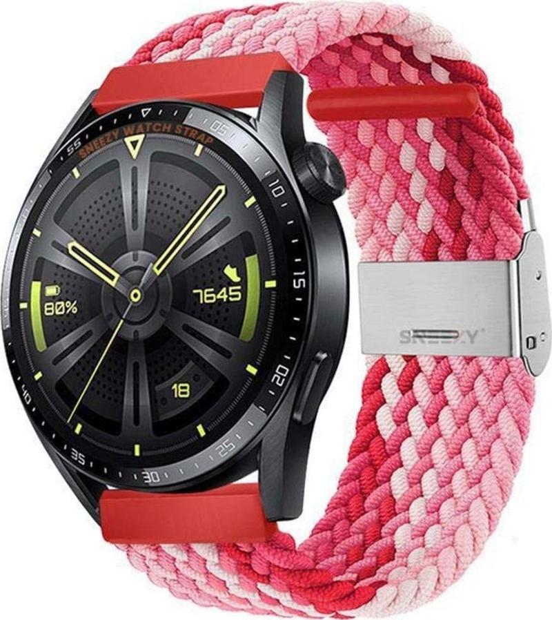 Huawei Watch Gt3 Elite-Active 46Mm-Gt3 Pro-Gt3 Se 22Mm Uyumlu Metal Klips Solo Fiberlink Örgü Kordon