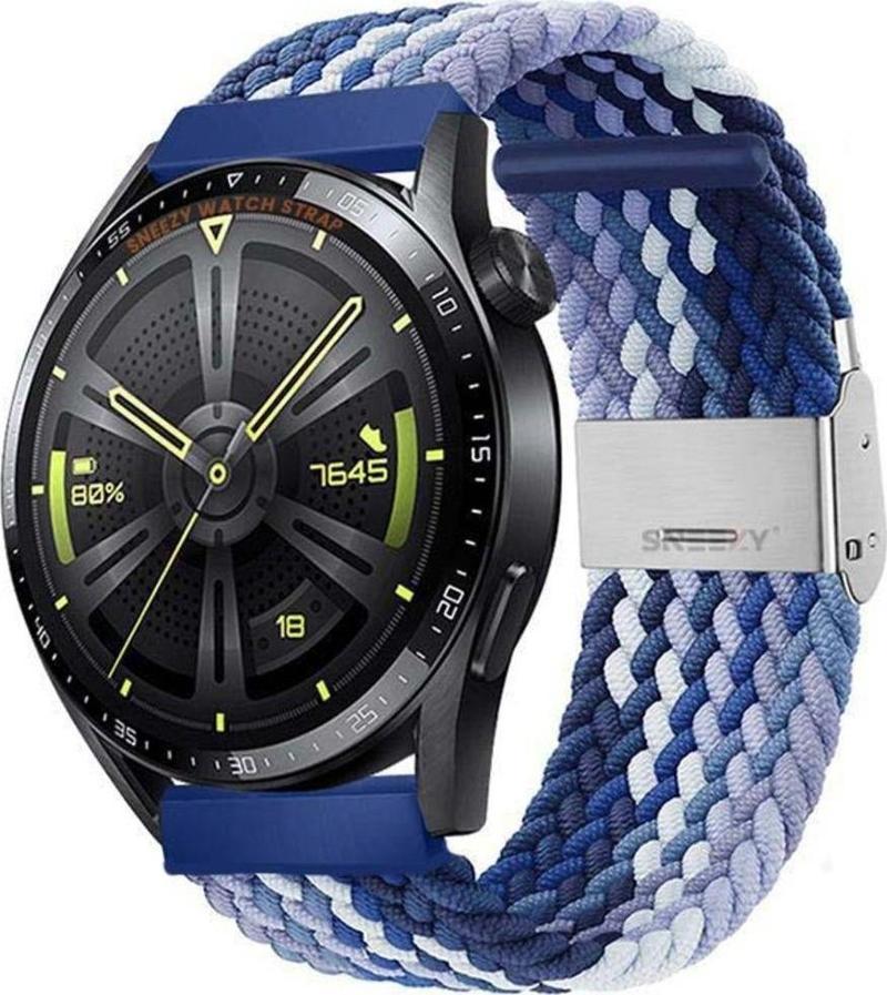 Huawei Watch Gt4 46Mm İle Uyumlu 22Mm Metal Klips Solo Fiberlink Örgü Kordon