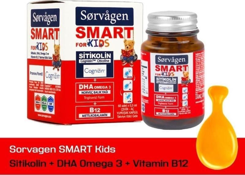 Sorvagren Smart Kids Sitikolin Dha Omegra 3 Norveç Balık Yağı B12 60 Kapsül