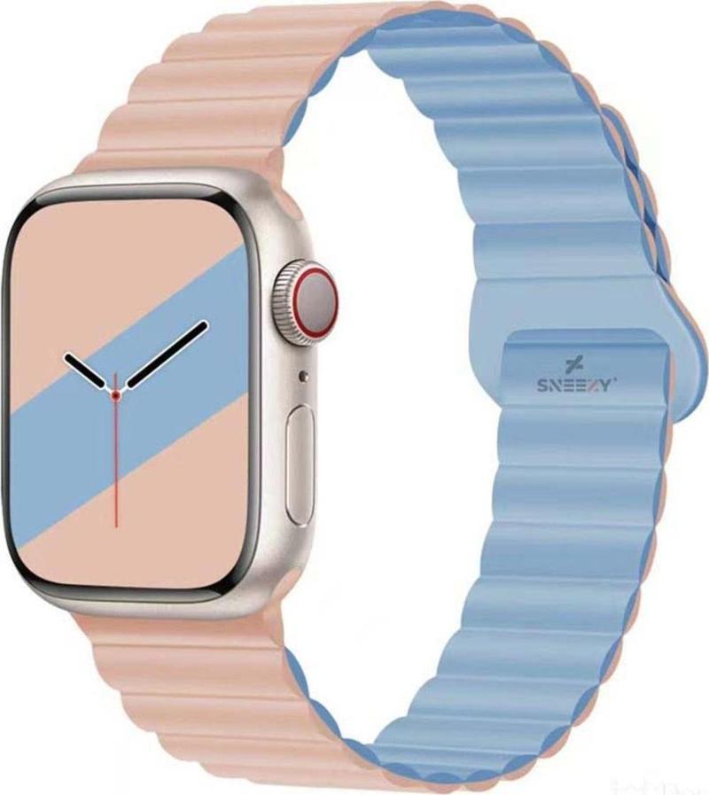 Apple Watch Uyumlu 42Mm 44Mm 45Mm Seri 3 4 5 6 7 8 Se Uyumlu Harmony Duo Magnetik Silikon Kordon