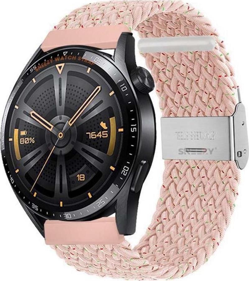 Huawei Watch 4 46Mm-Watch 4 Pro 22Mm Uyumlu Metal Klips Solo Fiberlink Örgü Kordon