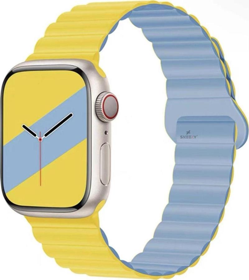 Apple Watch Uyumlu 42Mm 44Mm 45Mm Seri 3 4 5 6 7 8 Se Uyumlu Harmony Duo Magnetik Silikon Kordon