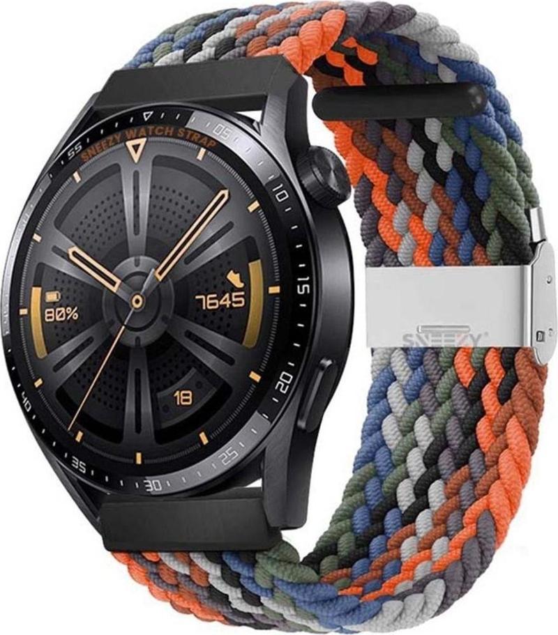 Huawei Watch Gt3 Elite-Active 46Mm-Gt3 Pro-Gt3 Se 22Mm Uyumlu Metal Klips Solo Fiberlink Örgü Kordon