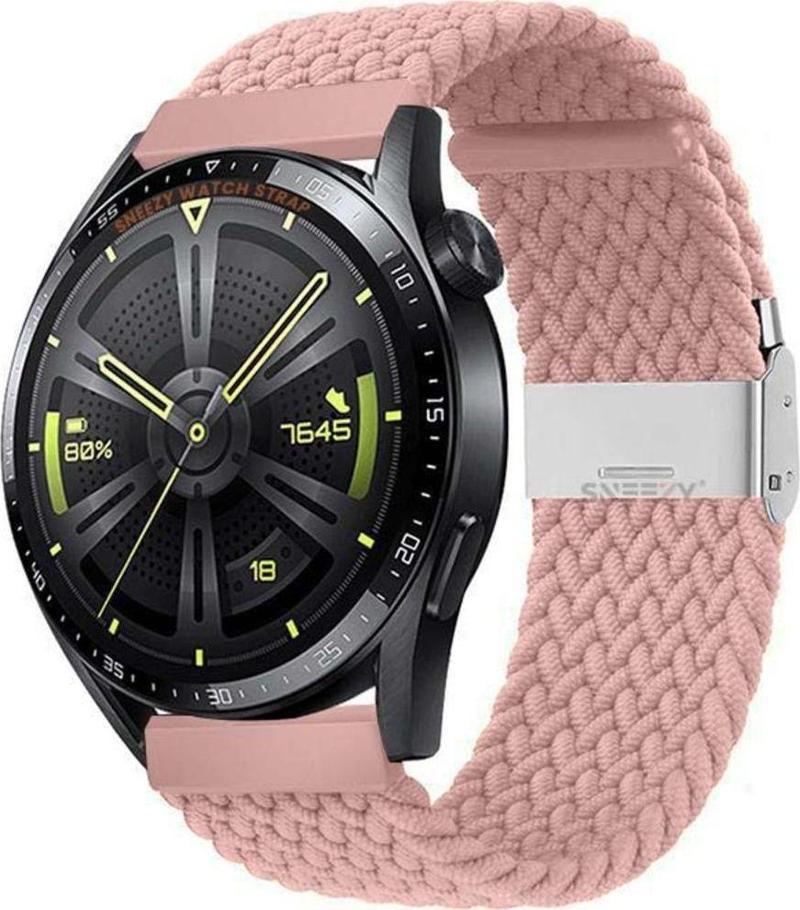 Huawei Watch Gt4 46Mm İle Uyumlu 22Mm Metal Klips Solo Fiberlink Örgü Kordon