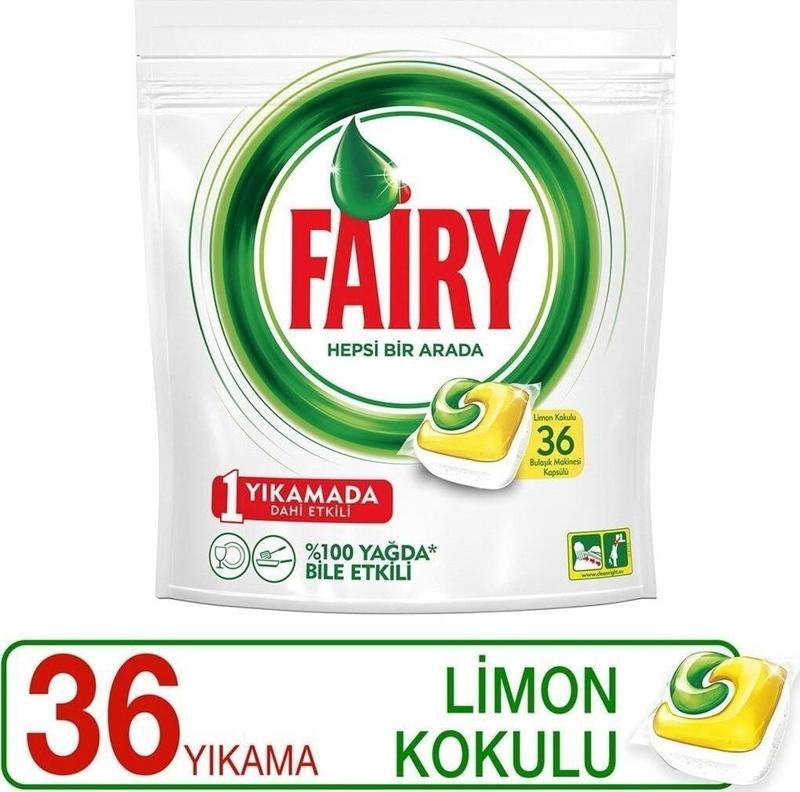 Hepsi Bir Arada 36 Yıkama Bulaşık Makinesi Deterjanı Kapsülü Limon Kokulu