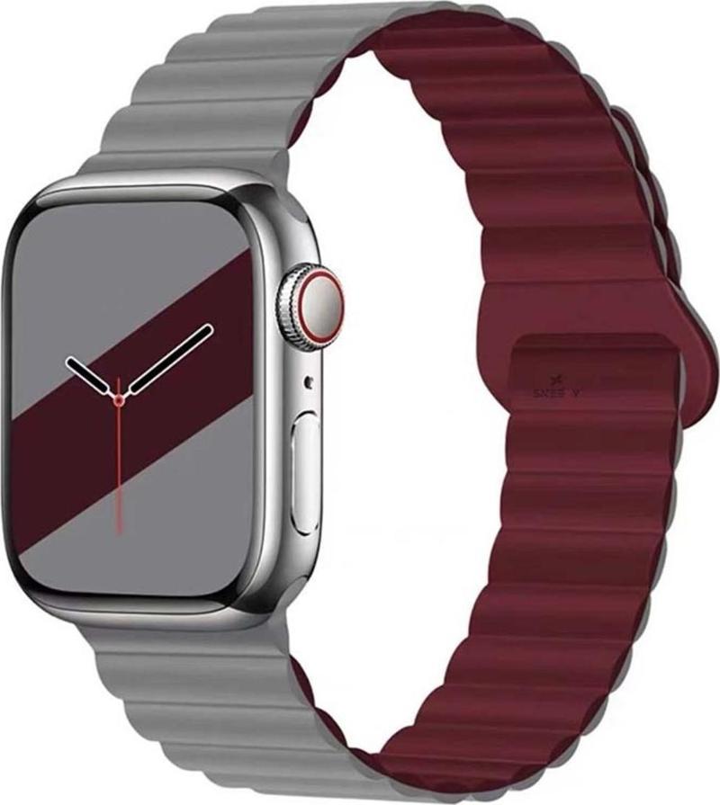 Apple Watch 38Mm 40Mm 41Mm Seri 3 4 5 6 7 8 Se Uyumlu Harmony Duo Magnetik Silikon Kordon