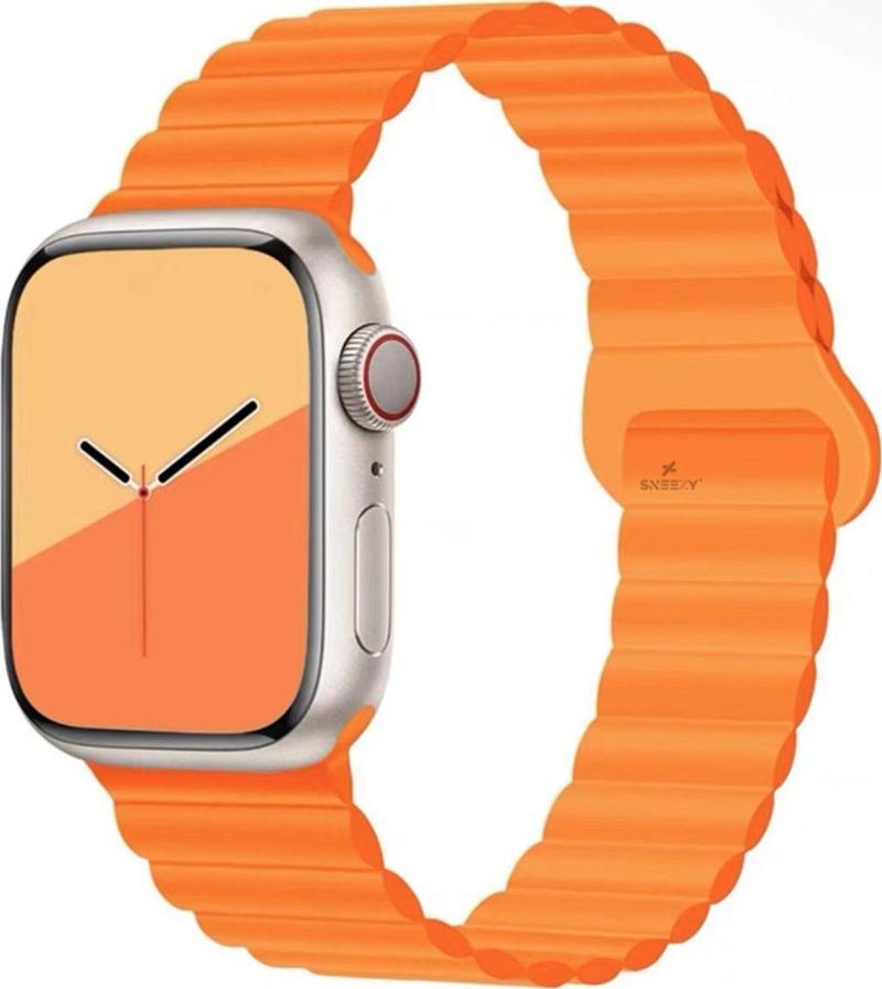 Apple Watch Uyumlu 42Mm 44Mm 45Mm Seri 3 4 5 6 7 8 Se Uyumlu Harmony Duo Magnetik Silikon Kordon