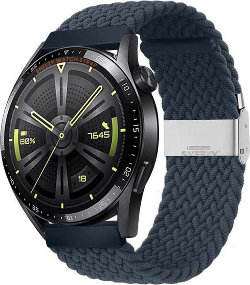 Huawei Watch Gt4 46Mm İle Uyumlu 22Mm Metal Klips Solo Fiberlink Örgü Kordon