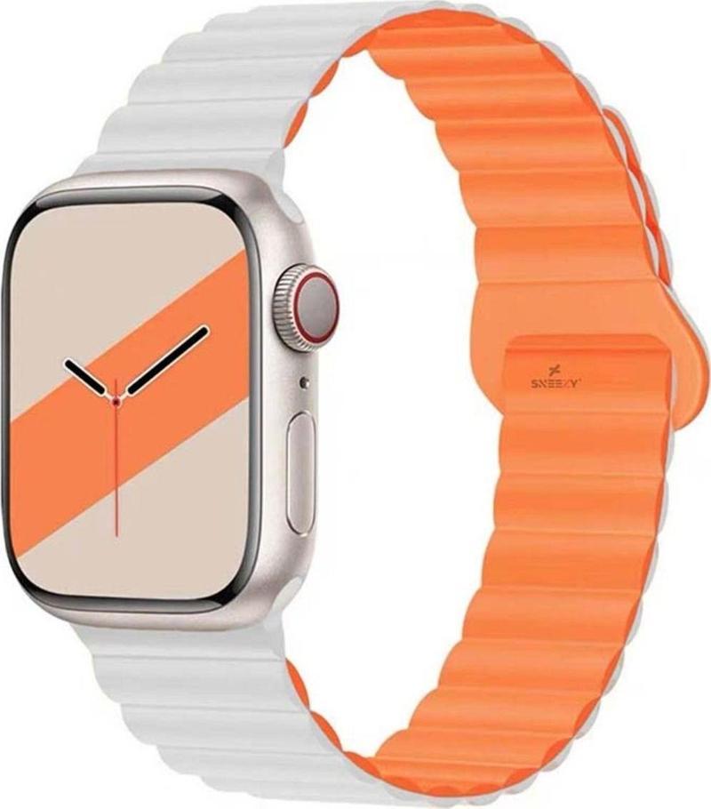 Apple Watch 49Mm Seri 8 Ultra Uyumlu Harmony Duo Magnetik Silikon Kordon