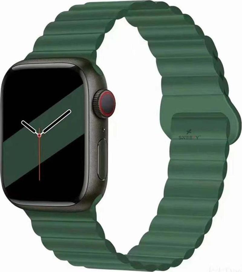 Apple Watch 42Mm 44Mm 45Mm Seri 3 4 5 6 7 8 Se Uyumlu Harmony Duo Magnetik Silikon Kordon