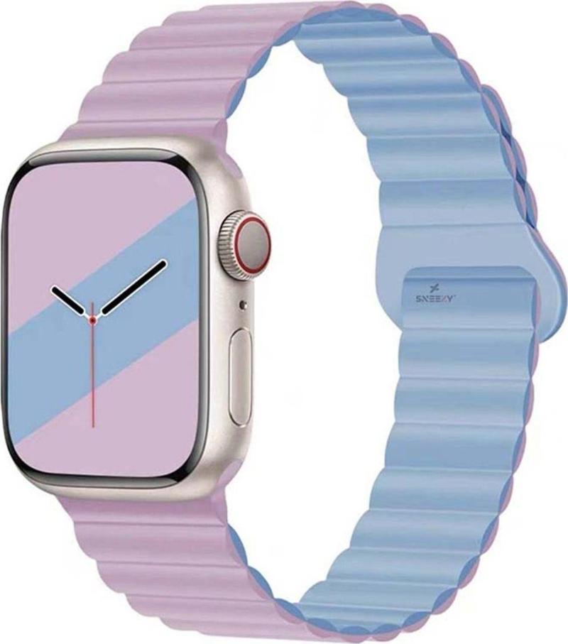 Apple Watch 42Mm 44Mm 45Mm Uyumlu Seri 3 4 5 6 7 8 Se Uyumlu Harmony Duo Magnetik Silikon Kordon