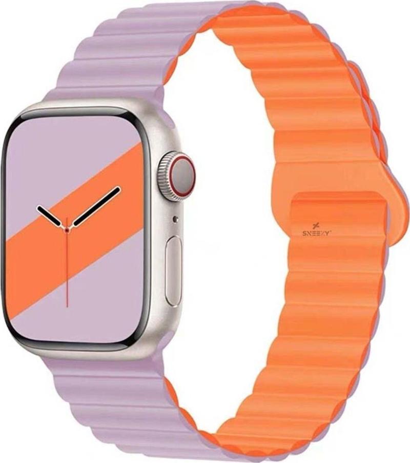 Apple Watch Uyumlu 38Mm 40Mm 41Mm Seri 3 4 5 6 7 8 Se Uyumlu Harmony Duo Magnetik Silikon Kordon