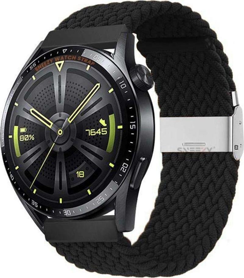 Huawei Watch Gt3 Elite-Active 46Mm-Gt3 Pro-Gt3 Se 22Mm Uyumlu Metal Klips Solo Fiberlink Örgü Kordon