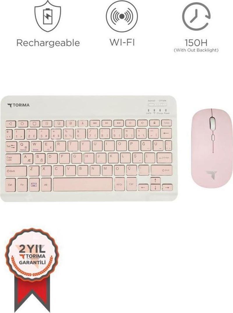 Pembe TMK-04 Kablosuz Klavye Ve Mouse Seti