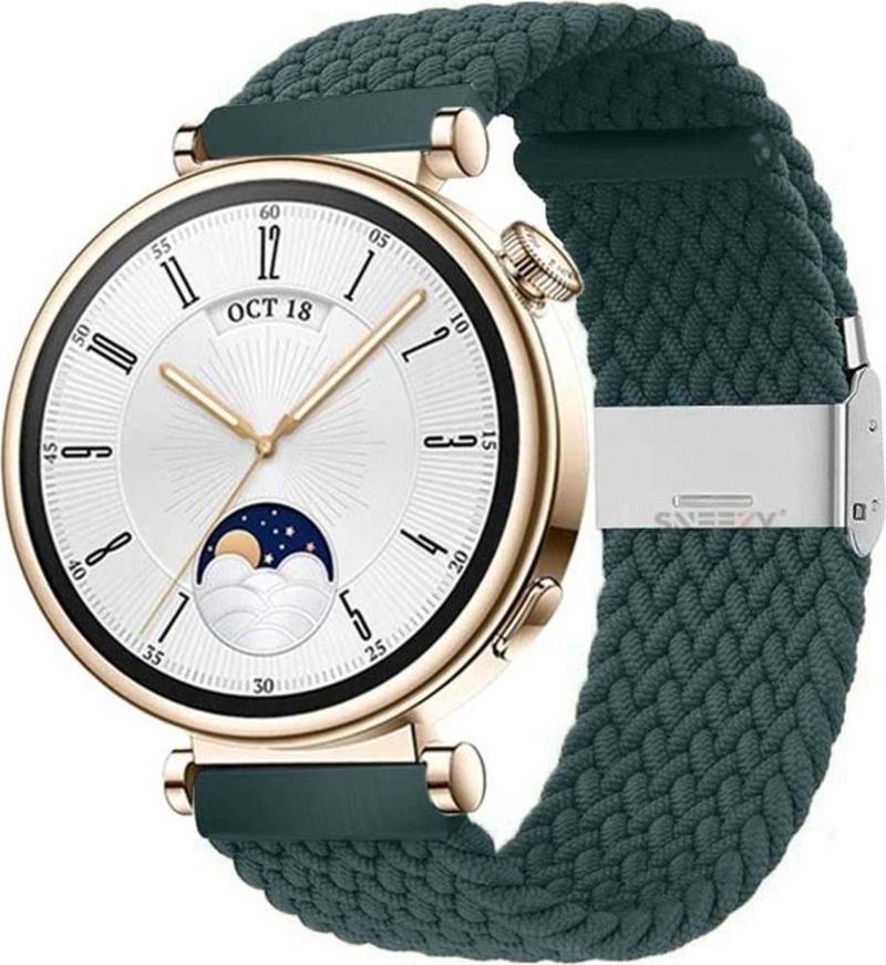 Huawei Watch Gt 4 41Mm İle Uyumlu 18Mm Metal Klips Solo Fiberlink Örgü Kordon