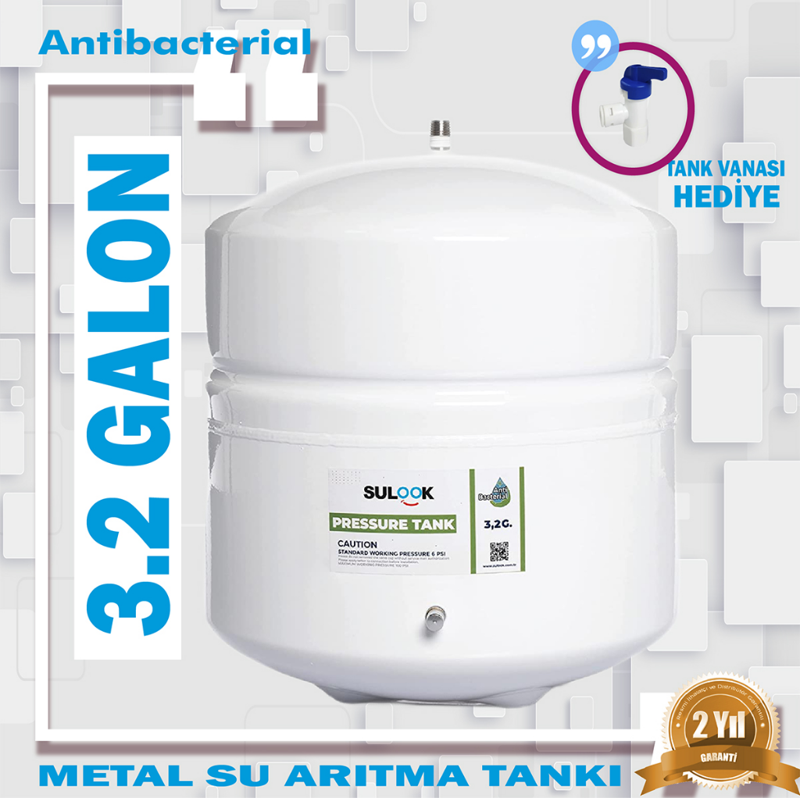 Su Arıtma Cıhazı Su Tankı,12Lt ,3.2 Galon Metal Nsf Onaylı,Tank Vanası Hediye
