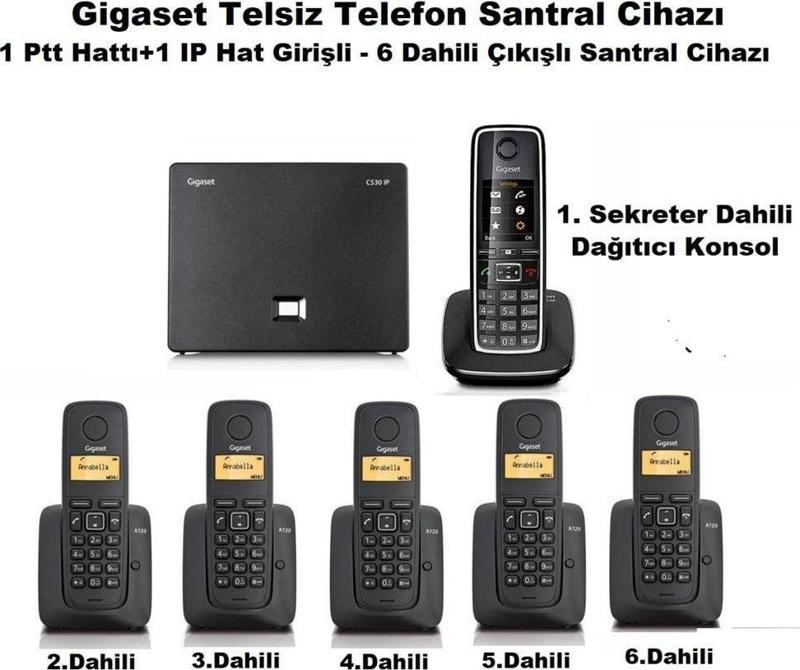 C530 IP 6 Dahili Dect Telsiz Kablosuz Telefon Santrali