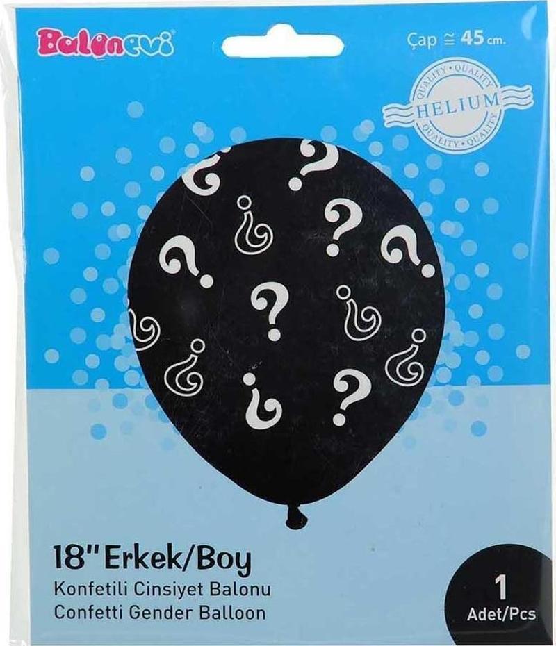 Balon 18" Çepeçevre Baskı Erkek Konfetili Balon