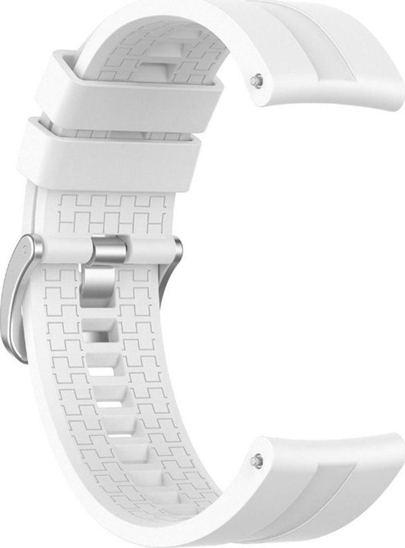 Oppo Watch 46mm Kordon, Silicone RapidBands Beyaz ( Siyah Pimli )