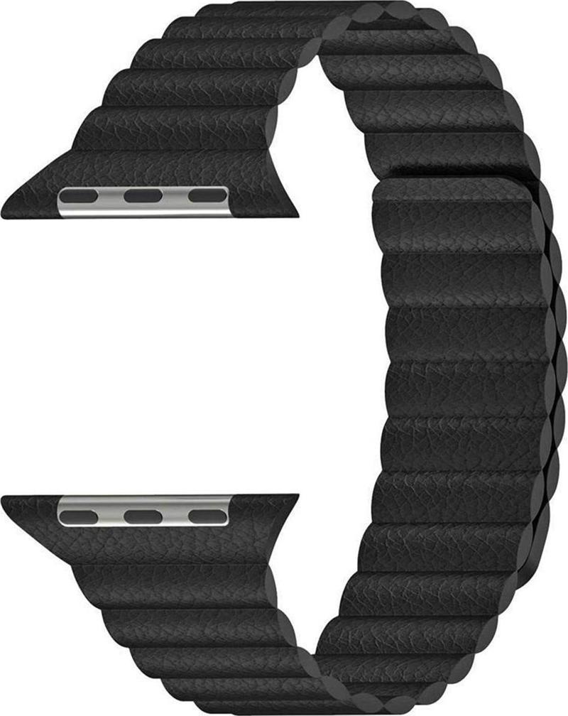 Apple Watch Series 2 38mm Twist Leather Loop Kordon Siyah