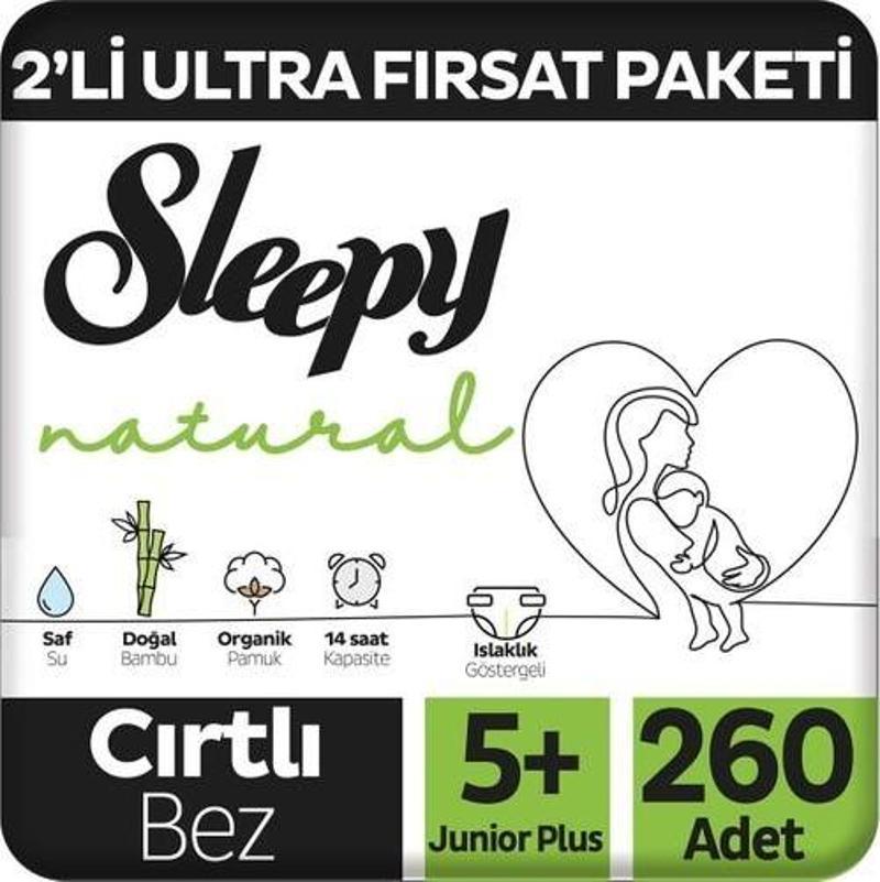 Natural 2'li Ultra Fırsat Paketi Bebek Bezi 5+ Numara Junior Plus 260 Adet