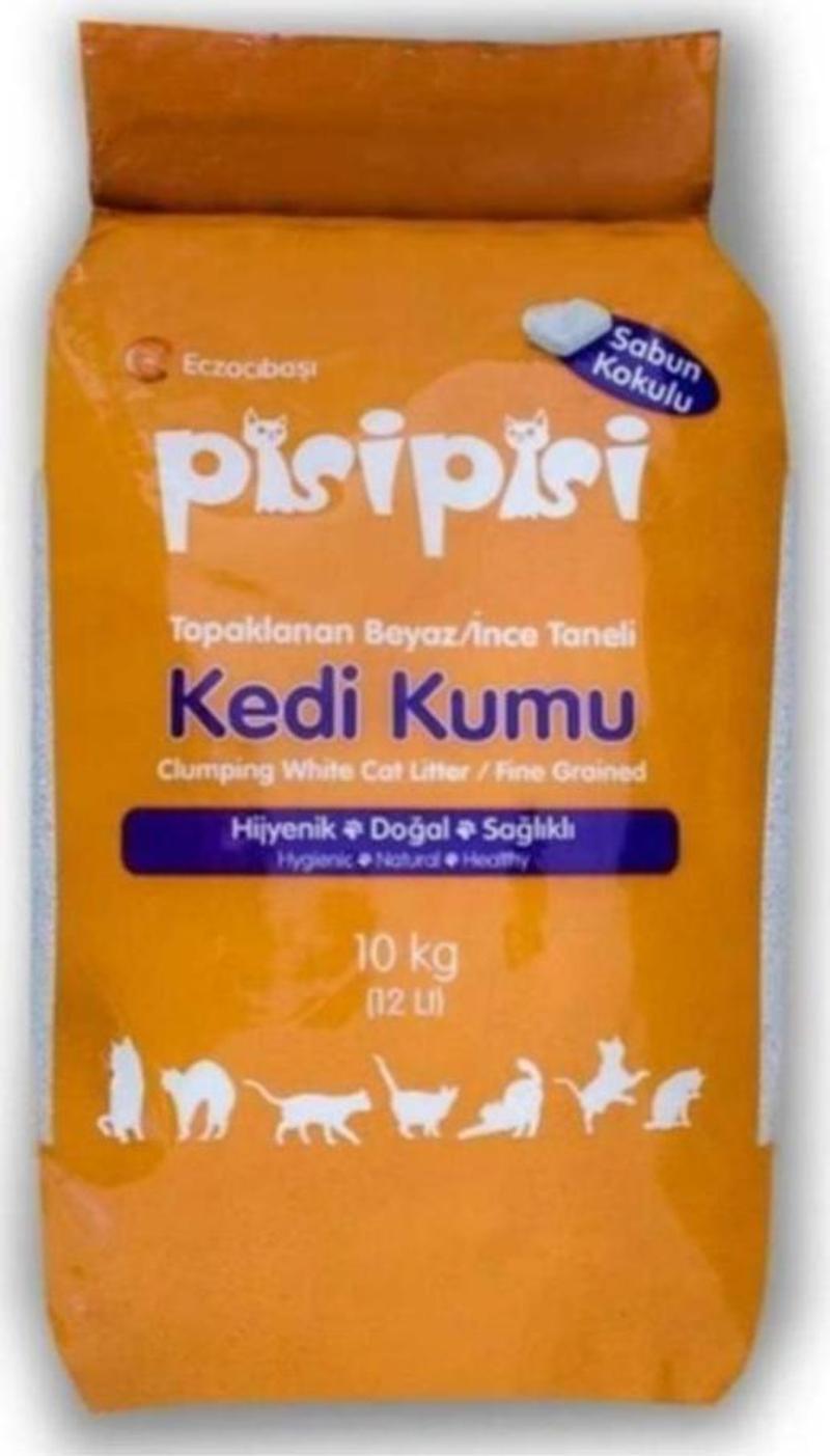 Pisi pisi Sabunlu Topaklanan Bentonit Kedi Kumu Ince 10 Kg