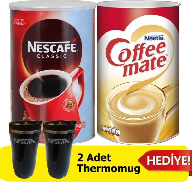 Classic 1 Kg + Coffee Mate Kahve Kreması 2 Kg + 2 Adet Thermomug Hediye