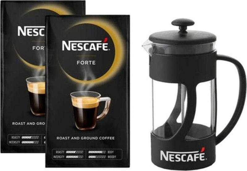 Forte Öğütülmüş Filtre Kahve 500 Gr 2 Adet + French Press