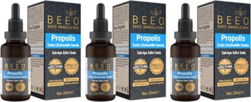 3 Adet 20 Ml Suda Çözünür Propolis Damla