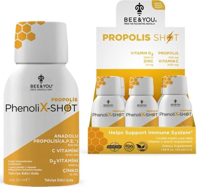 Çinko D3+c Vitamini Shot Propolis 12'li Kutu