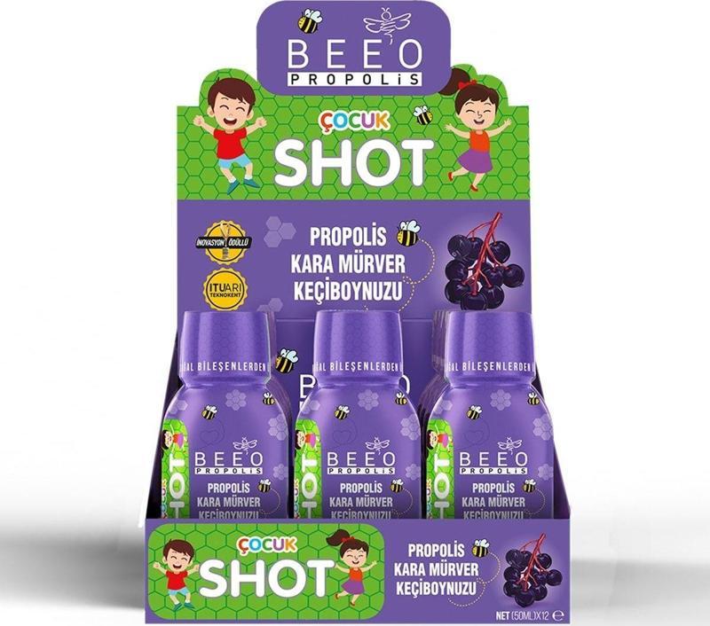 Propolis Kara Mürver Keçiboynuzu Çocuk Shot 12`li Kutu