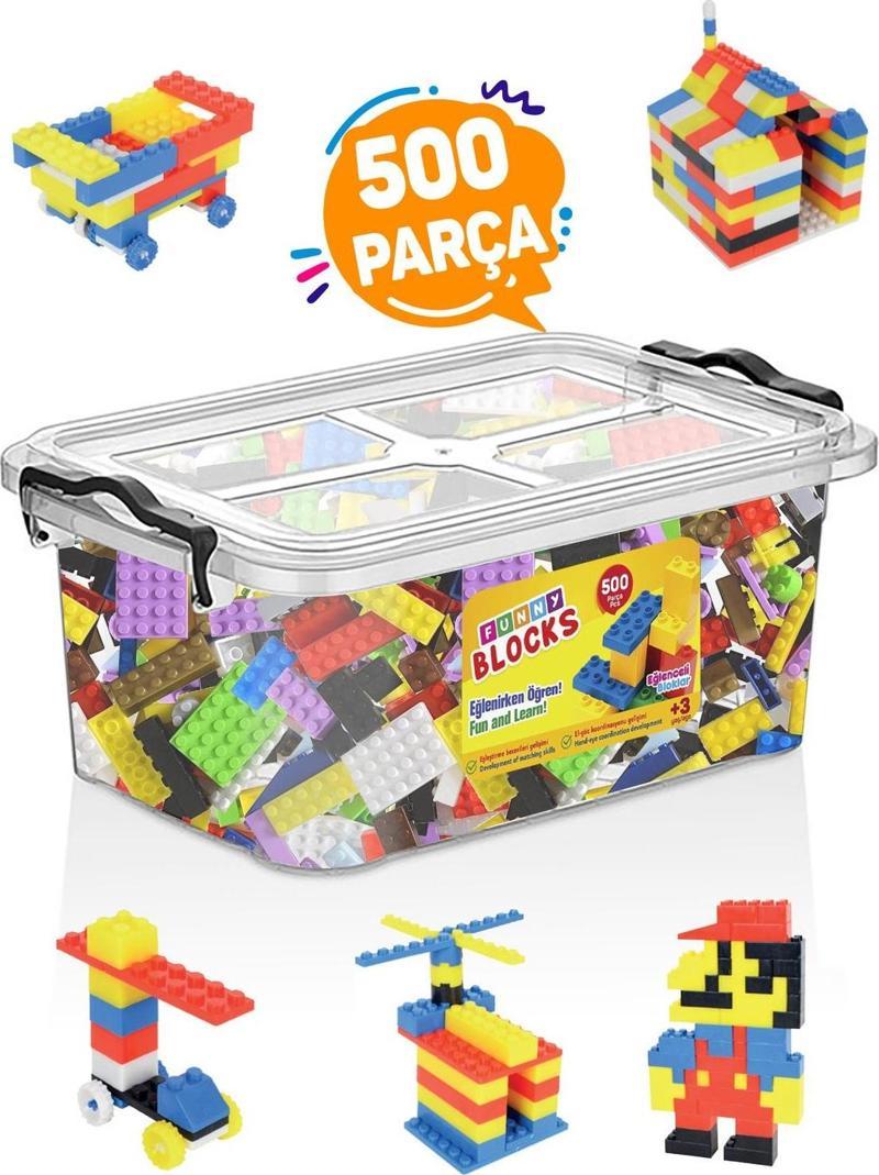 Funny Blocks Mikro Blok 500 Parça Plastik Kutulu Yapı Blokları