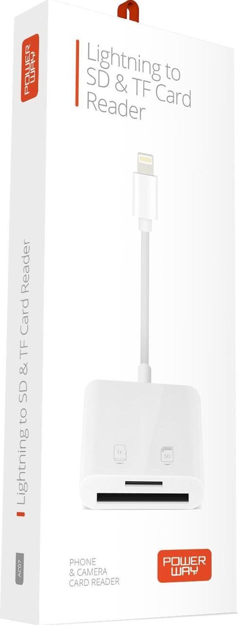 AC07 Lightning to SD Kart Okuyucu Adaptör Iphone Ipad SD ve MicroSD Hafıza Kart Okuyucu Adaptör