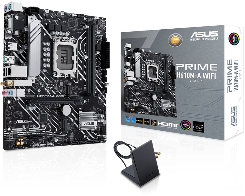 PRIME H610M-A-WIFI, 2xDDR5, M.2, D-SUB, HDMI, DP, Wi-Fi 5, Bluetooth 5.0, 12.Nesil, LGA1700 Soket, Anakart