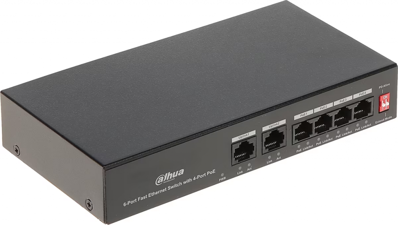 PFS3006-4ET-36, 6 Port, Megabit, 4 Port PoE, 36W, Yönetilemez, Masaüstü Switch