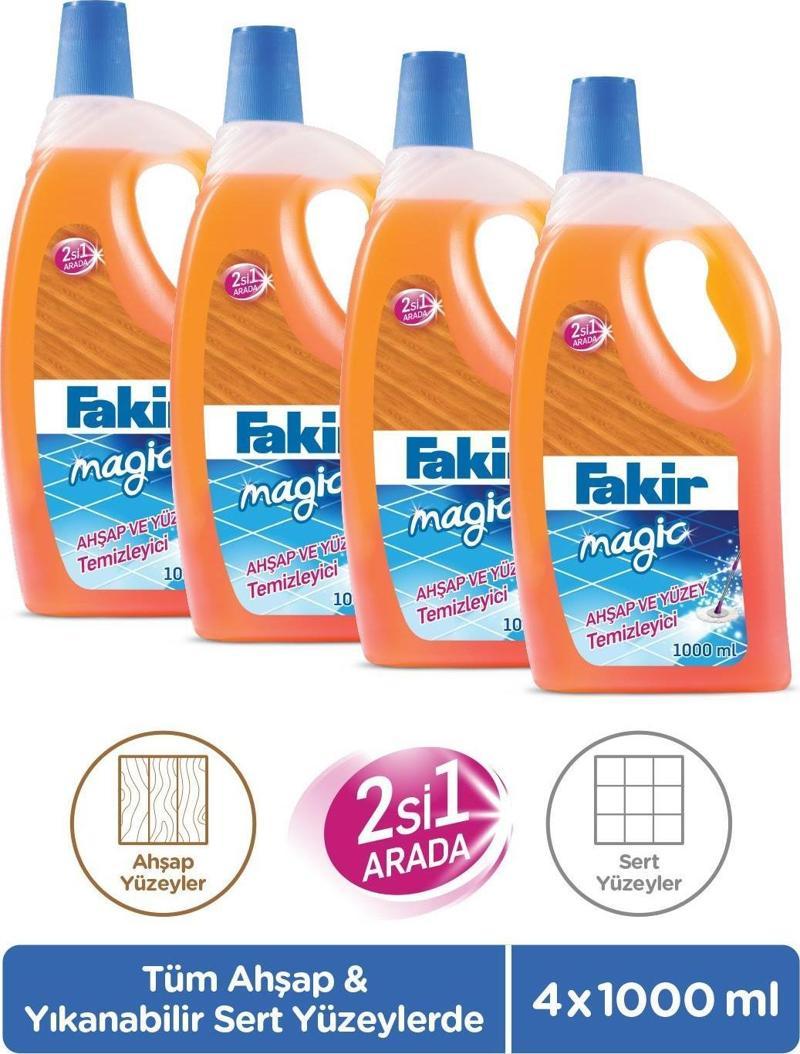 Magic 2'si 1 Arada Ahşap ve Sert Yüzey Temizleyici 1000 ml x 4 Adet