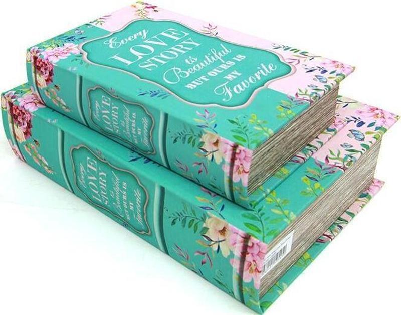 Kutu Kitap Love Story 2'li Set Kitap Kutusu Dekoratif Hediyelik