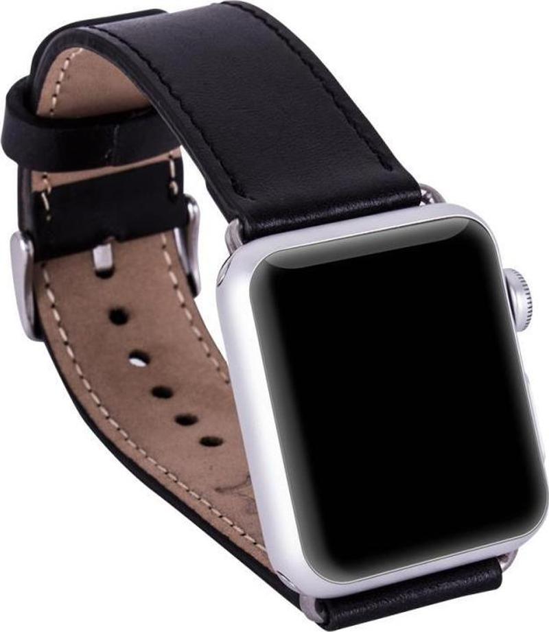 Barchello Apple Watch 38mm Deri Kordon Kayış -Siyah
