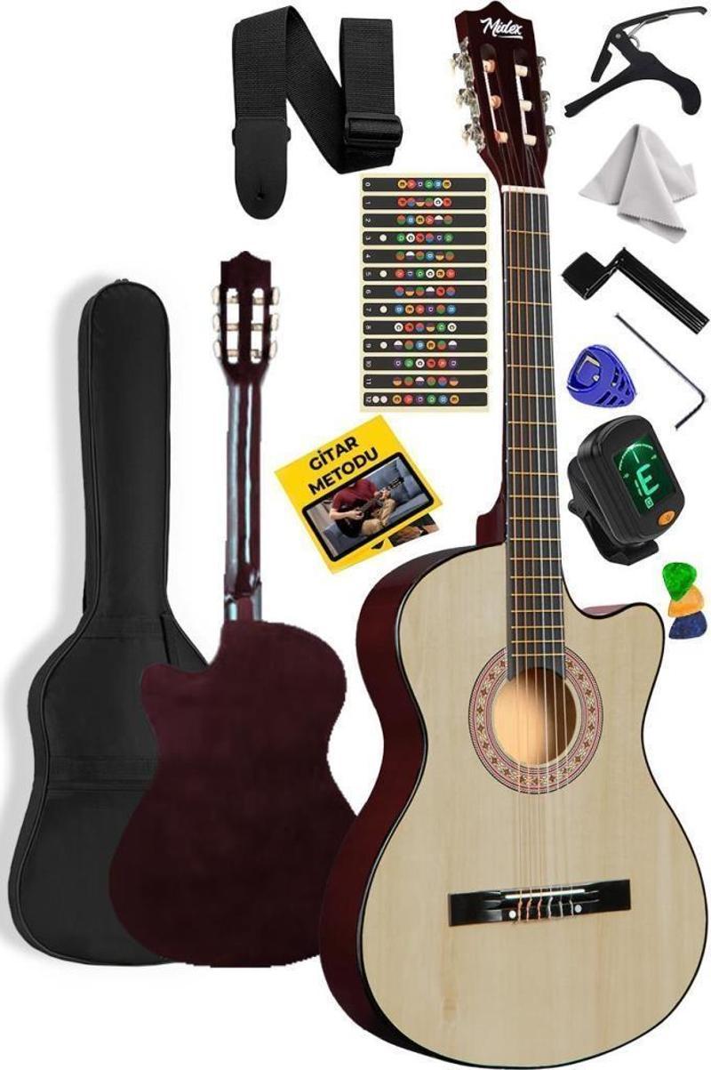 CG-395NT Natural Renk Kesik Klasik Gitar 4/4 Yetişkin Boy Sap Ayarlı Full Set