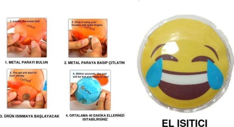 Gülen Emoji Şekilli Cep Sobası El Isıtıcı,Sıcak Su Torbası Pvc 9Cm