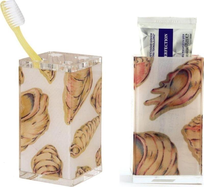 Diş Fırçalık Ve Macun Kabı 2 Li Banyo Seti Istiridye Akrilik