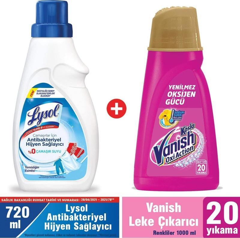 Çamaşır Antibakteriyel Hijyen Sağlayıcı 720ml + Vanish Kosla Leke Çıkarıcı Gold 1l Renkliler