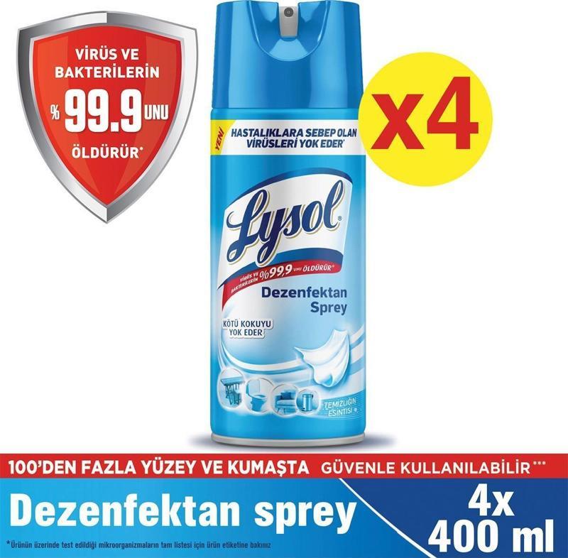 Dezenfektan Sprey Temizliğin Esintisi Yüzeyler Için 4x400 Ml