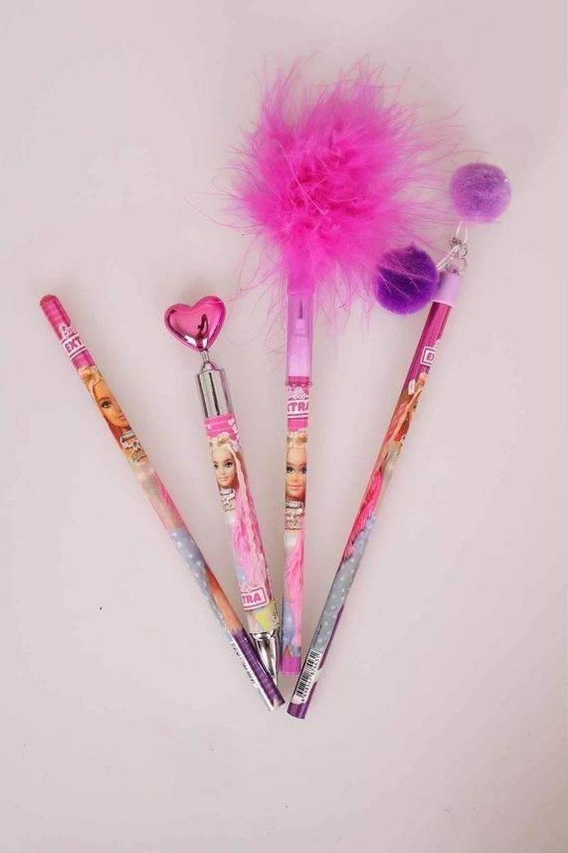 LİSANSLI BARBIE SİLGİ TEPELİ KALEM,YUMURTLAYAN KURŞUN KALEM VE UÇLU KALEM 0.7 MM SETİ