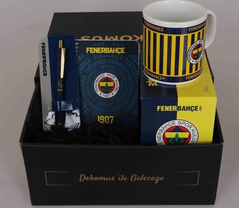 DEKOMUS GIFT BOX ÖZEL KUTULU LİSANSLI FENERBAHÇE KUPA,AJANDA,HYBRIT TÜKENMEZ KALEM SETİ 