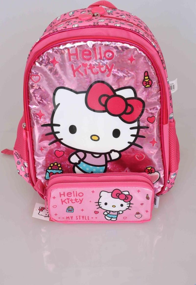 LİSANSLI HELLO KITTY " PINK LOVE " İLKOKUL ÇANTASI VE KALEM ÇANTASI SETİ