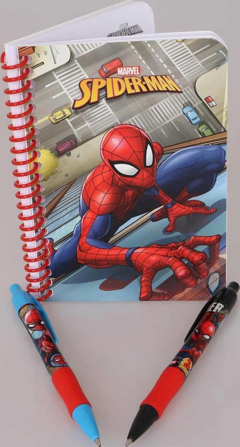 LİSANSLI SPIDERMAN ÇİZGİLİ NOT DEFTERİ VE VERSATİL UÇLU KALEM 0.7 mm 2'LİSİ 