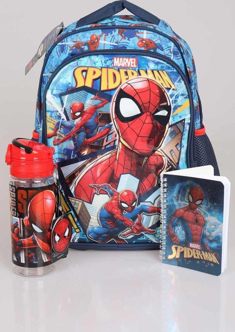 LİSANSLI SPIDERMAN İLK VE ORTAOKUL ÇANTASI , TRITAN MATARA 500 ML "NOT DEFTERİ HEDİYELİ" 